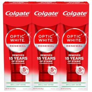 Colgate Optic White Renewal Teeth Whitening Toothpaste, 3 Pack, 3.0 oz