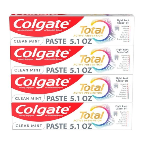 Colgate Total Clean Mint Toothpaste,4 Pack, 5.1 Oz Tubes