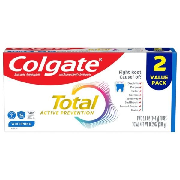 Colgate Total Whitening Toothpaste, 5.1 oz, 2 Pack
