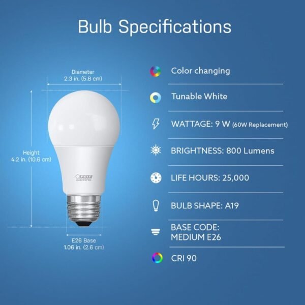 3 Pack Feit Electric Smart Light Bulbs with RGB Color Changing