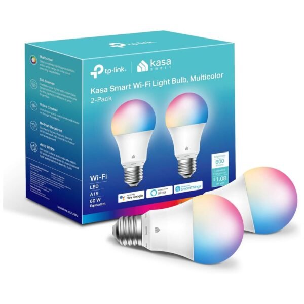 2 Pack Kasa Smart Light Bulbs, A19, 60 W 800 Lumens