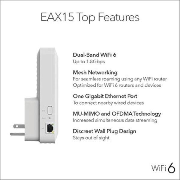 NETGEAR WiFi 6 Mesh Range Extender (EAX15)