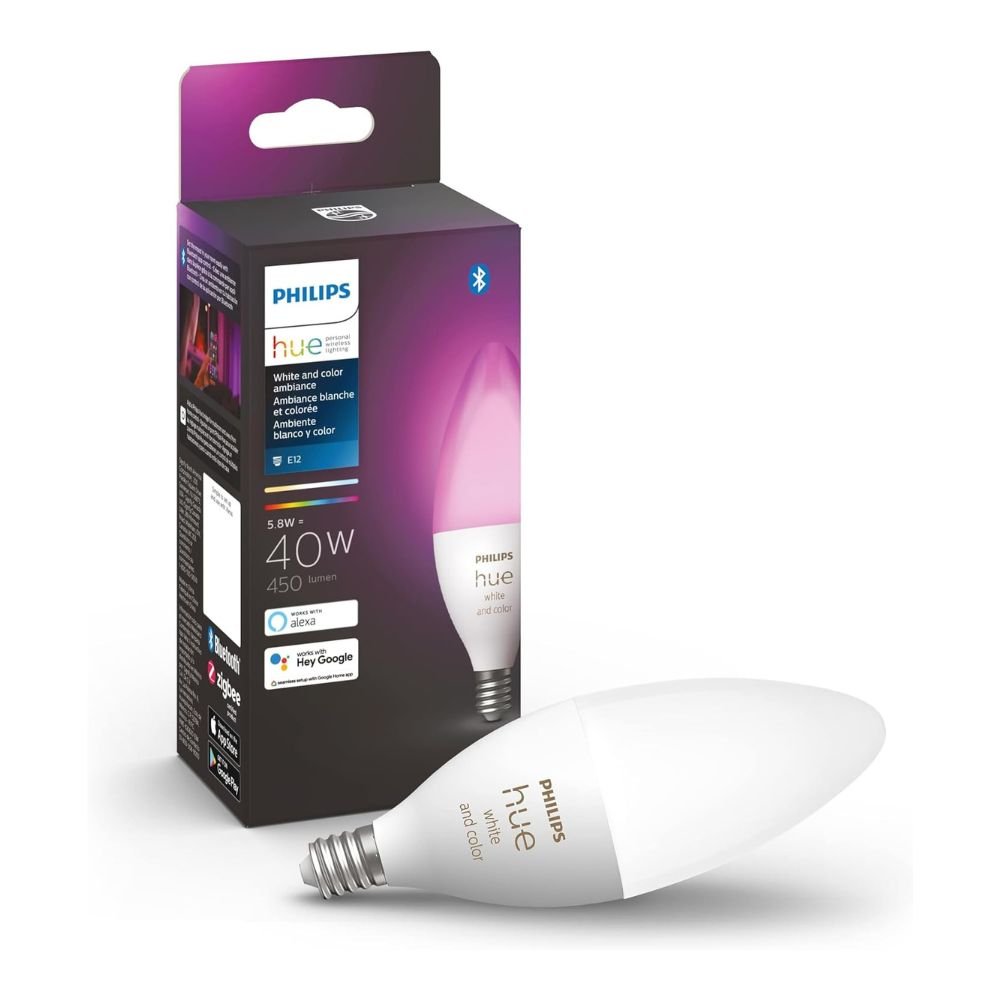 Philips Hue Smart 40W B39 Candle-Shaped LED Bulb