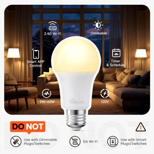 4 Pack TREATLIFE Smart Light Bulbs