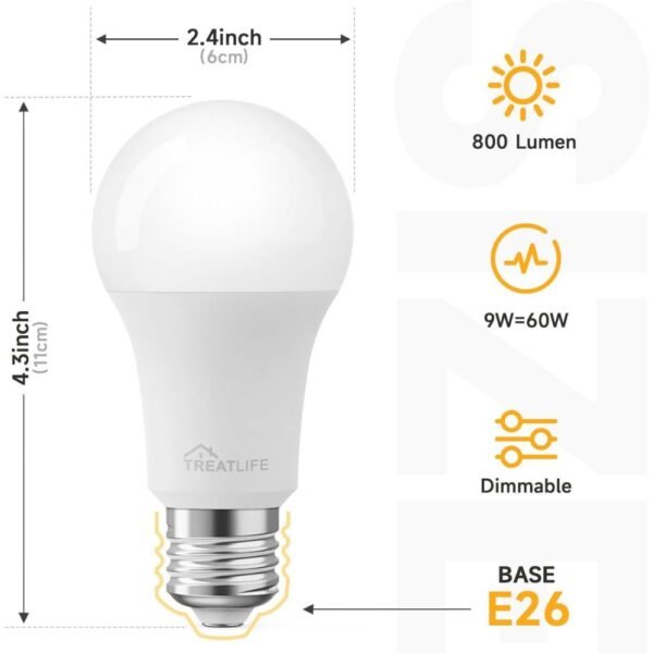 4 Pack TREATLIFE Smart Light Bulbs