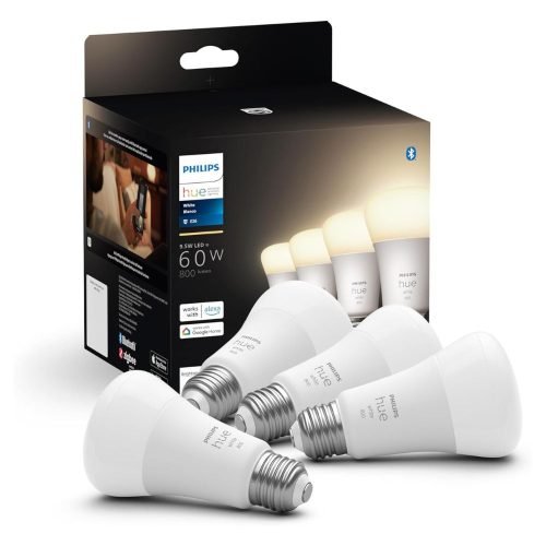 4 Pack Philips Hue Smart 60W A19 LED Bulb