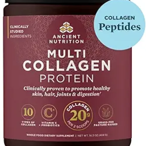 Ancient Nutrition Collagen Peptides Powder, Multi Collagen Protein, Women & Men, Vitamin C, Probiotics, Hydrolyzed Collagen, Supports Skin, Joints, Gut Health, Unflavored, 40 Servings1