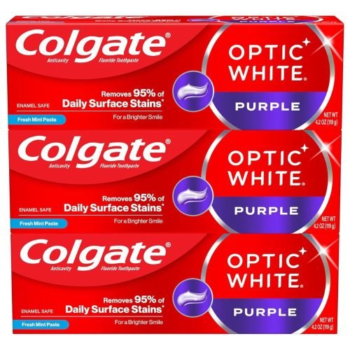 Colgate Optic White Purple Toothpaste, 3 Pack, 4.2 oz
