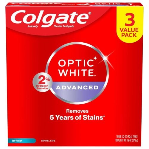 Colgate Optic White Toothpaste Icy Fresh, 3 Pack, 3.2 oz
