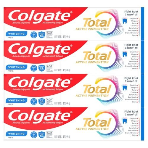 Colgate Total Whitening Toothpaste with Fluoride, 5.1 ounces (4 Pack)