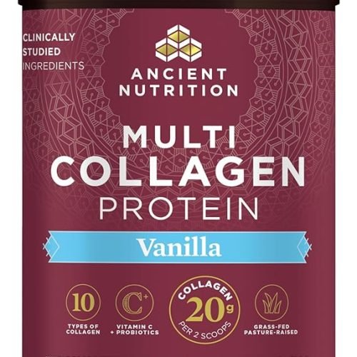 Collagen Powder Protein by Ancient Nutrition, Multi Collagen Vanilla Protein Powder, 45 Servings, with Vitamin C, Hydrolyzed Collagen Peptides Supports Skin and Nails, Gut Health, 16.7oz1