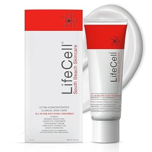 LifeCell All In One Anti-Aging Cream – Reduces Wrinkles, Fine Lines, Dark Circles & Sun Damage – Retinol, Vitamin C, DMAE & Hyaluronic Acid – Fragrance-Free, for All Skin Types (2.54oz)1